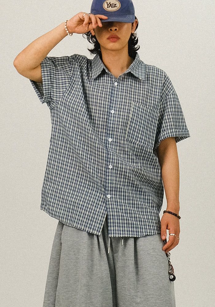 SEMIKAJI(セミカジ)の「RE Check Half Shirt(Tops)」