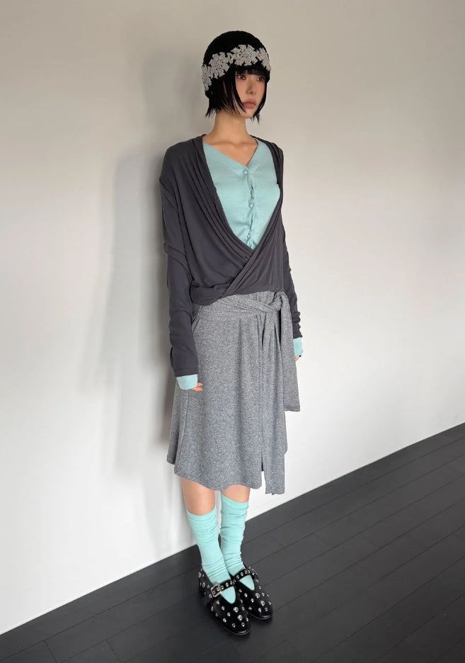 KNOT TIE MIDI SKIRT
