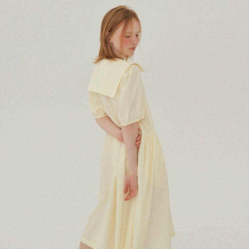SAILOR COLLAR LONG DRESS_LEMON