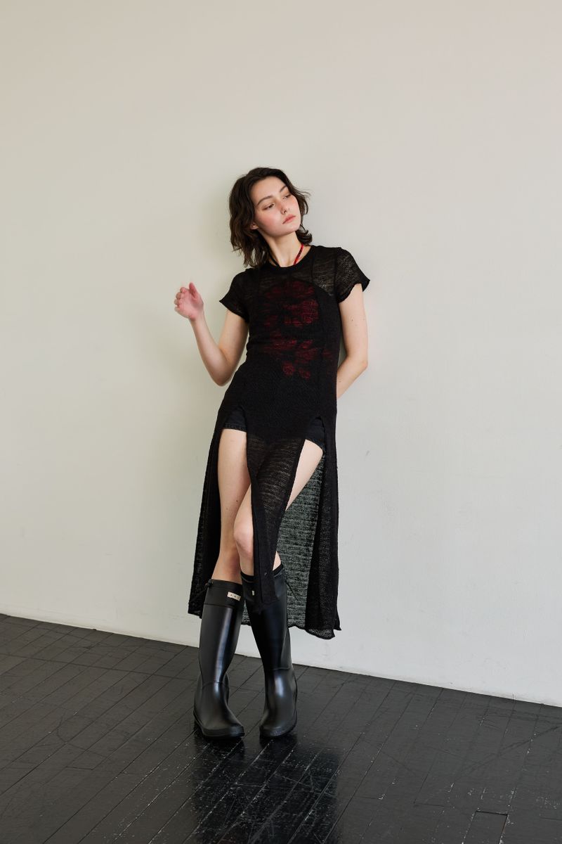 WITTY KNIT ONE-PIECE / BLACK