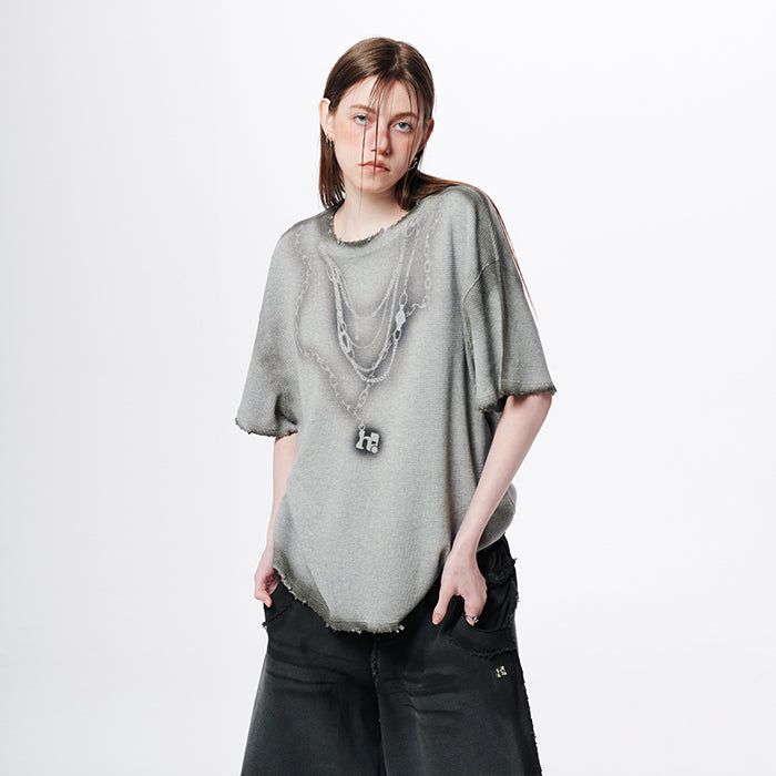 ネックレスグラフィックオーバーサイズTシャツ
