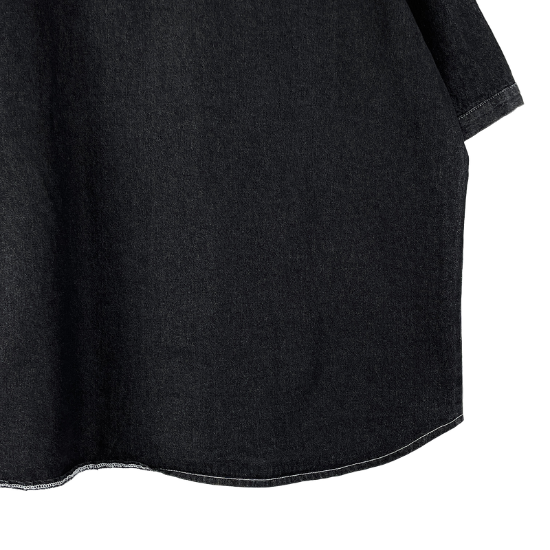 Baseball denim short-sleeved shirt