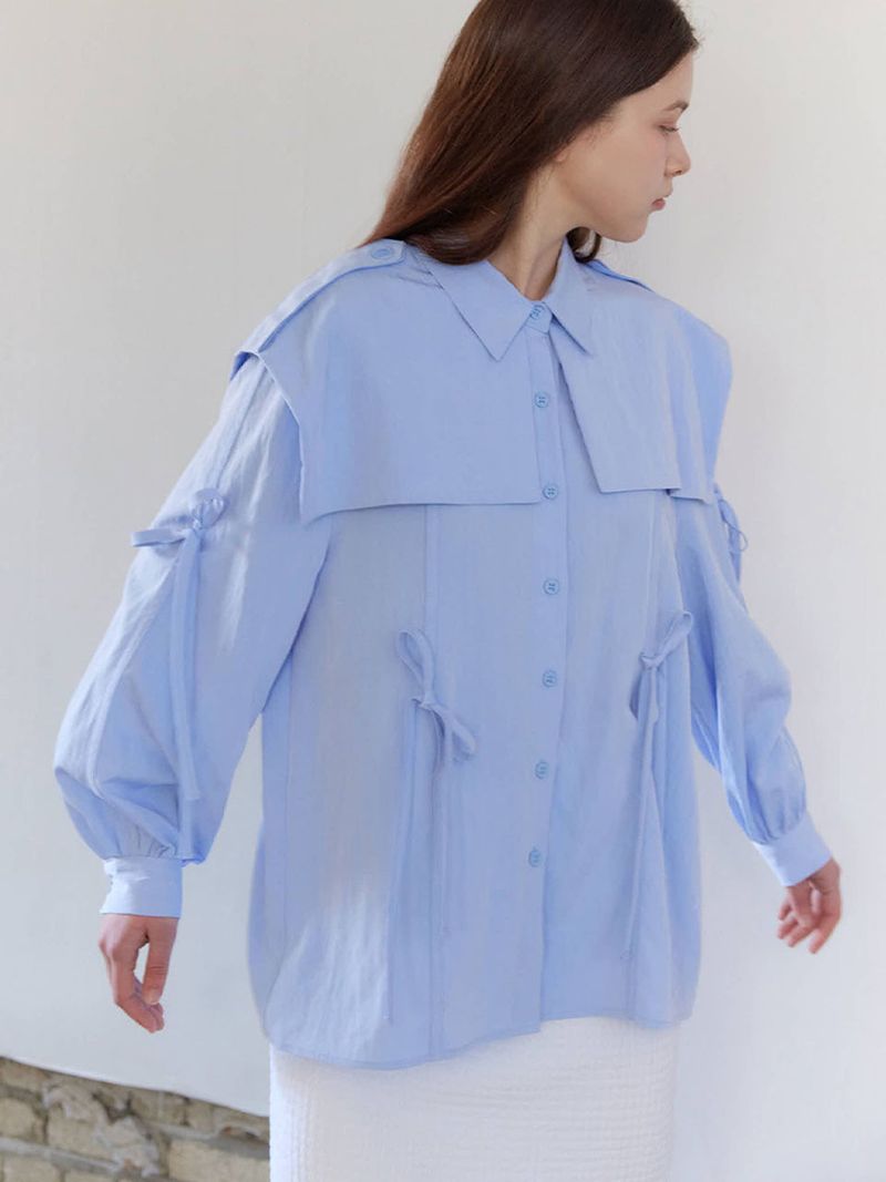 TRENCH RIBBON SHIRT / SKYBLUE