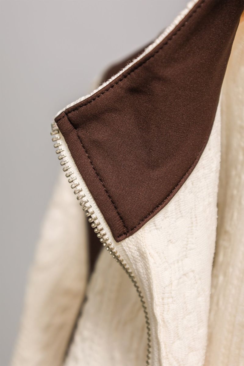 AIR CABLE KNIT HALF 2WAY ZIP UP JACKET-ECRU SIENNA