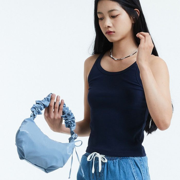 Eco leather shirring hobo bag / Blue