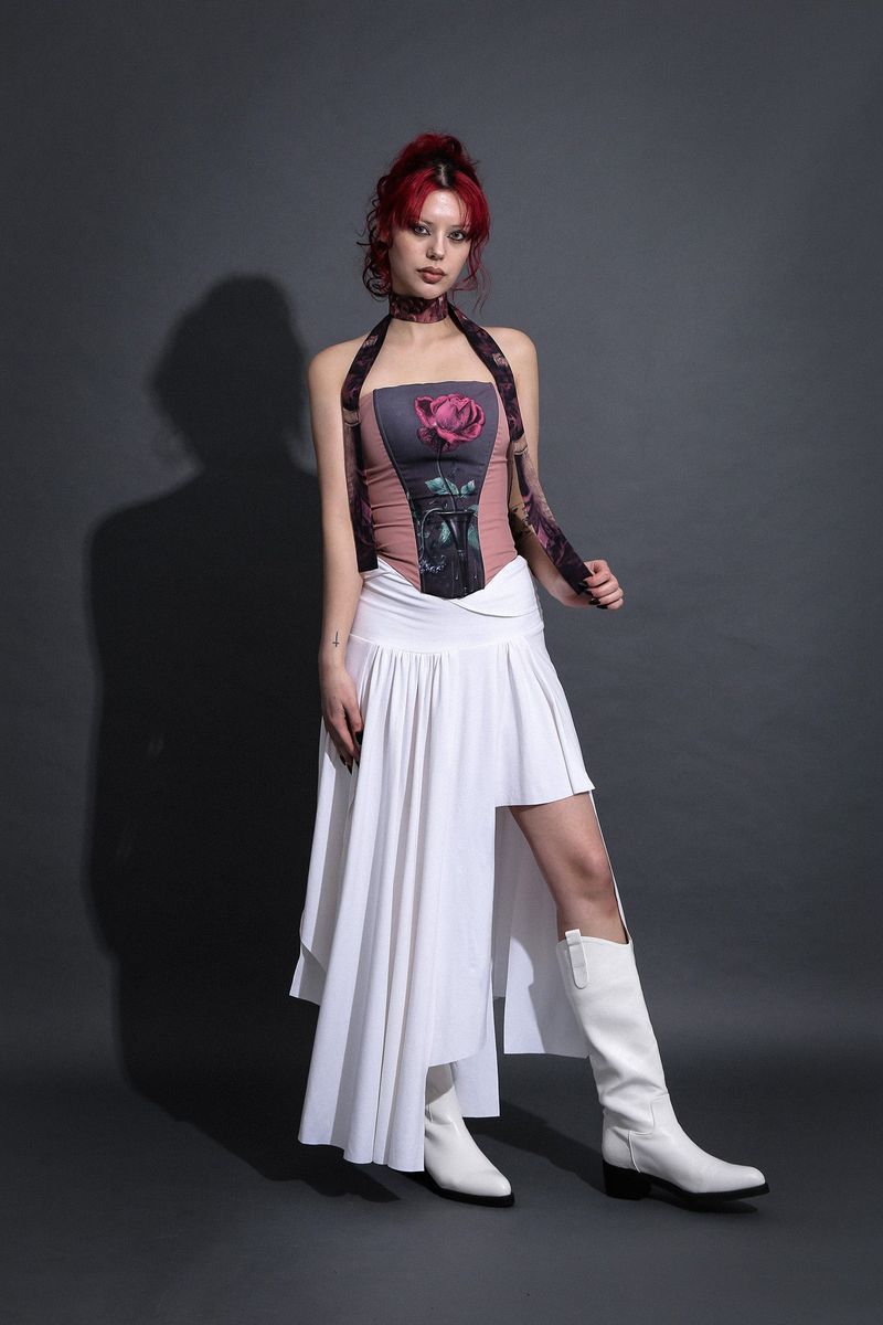 ROMANTIC PRINTED CORSET #MAUVE ROSE