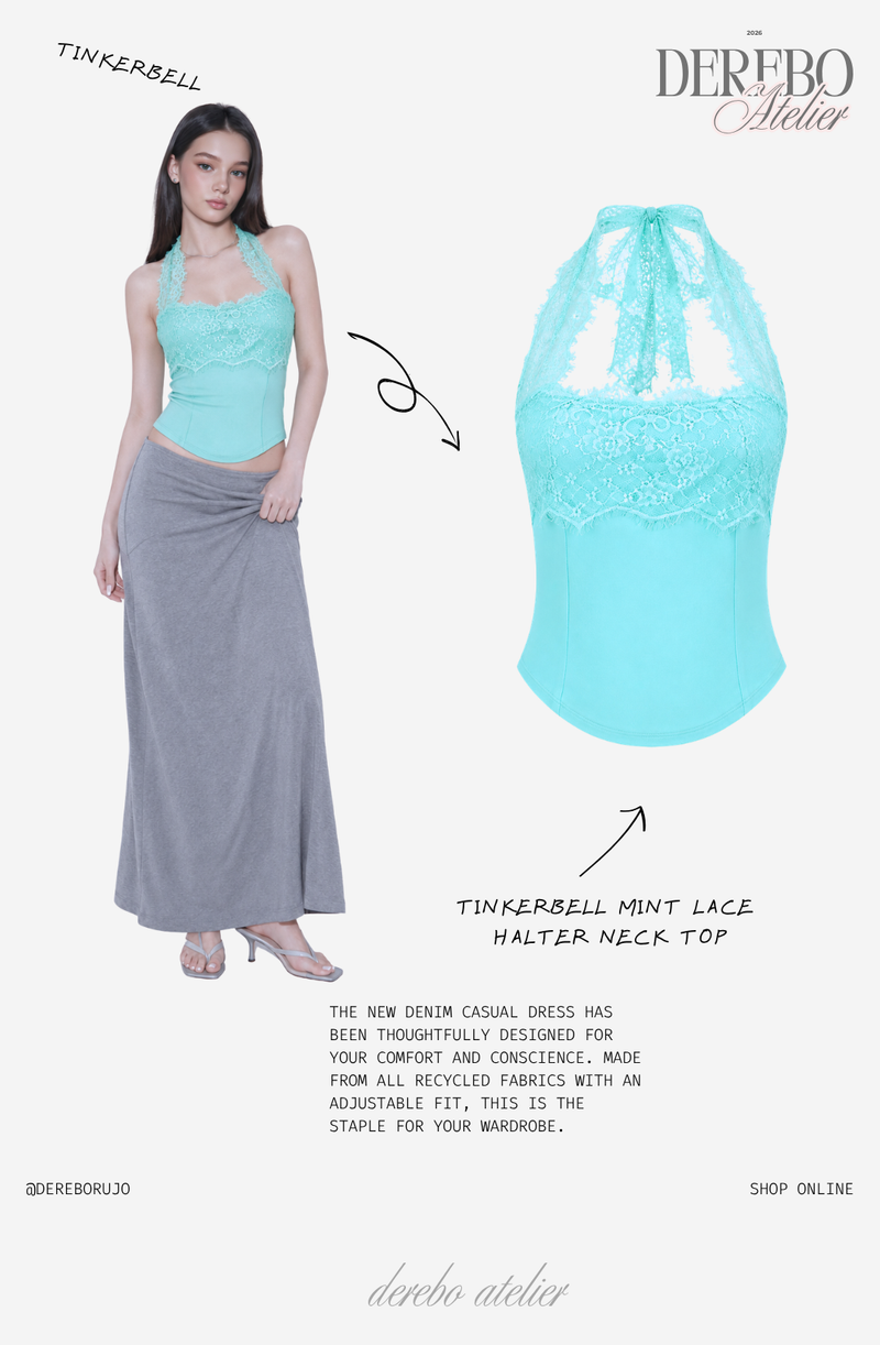 Tinkerbell Mint Lace Halter Neck Top