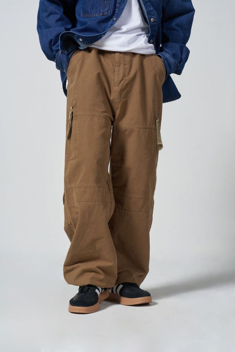 VINTAGE WASHED TAIL POCKET PANTS - BEIGE