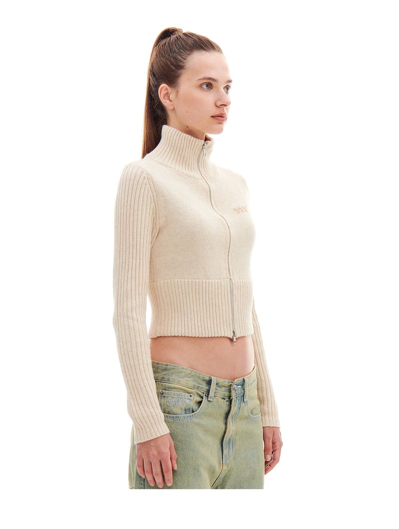 KNIT ZIP-UP CARDIGAN (IVORY)