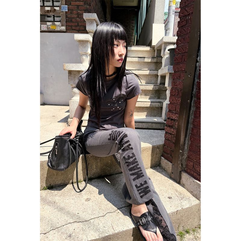 SLOGAN SKIRTED TROUSERS