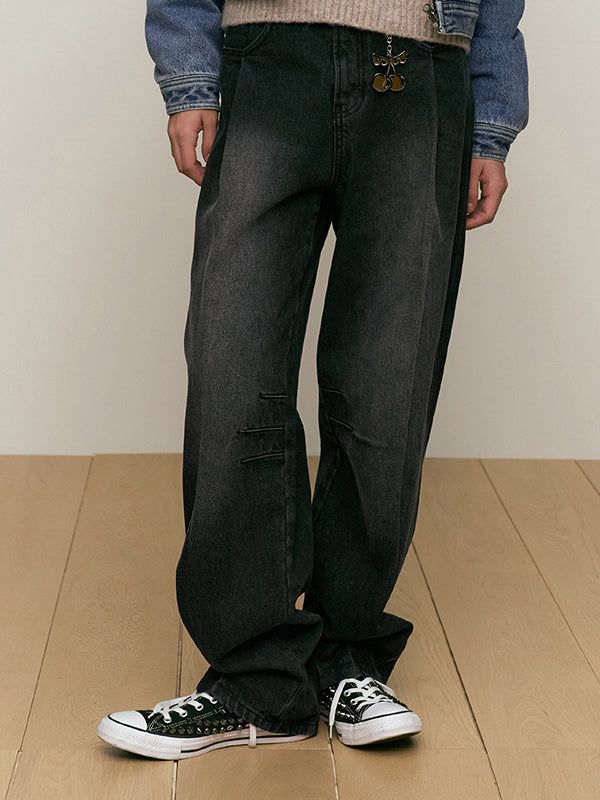 KIRSH（キルシー）の「WASHING PIN TUCK NAPPING WIDE-FIT DENIM PANTS [BLACK]（Pants）」