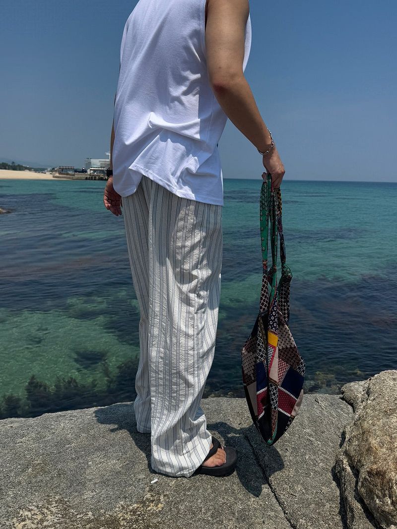 ASCLO（エジュクロ）の「ASCLO Linen Stripe Wide Pants (4color)（Pants）」
