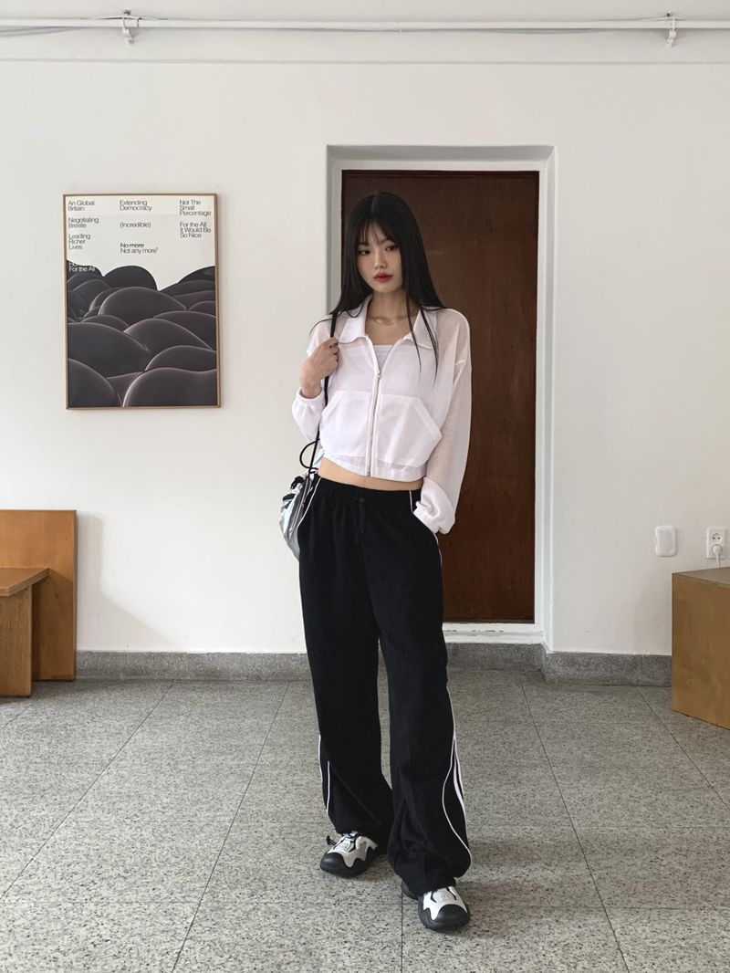 Pillow Beachwear See-through Linen Knit Long Sleeve Zip-up