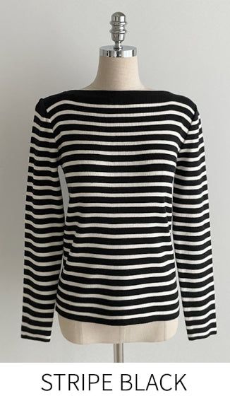 Demu Stripe Boat Neck Knit