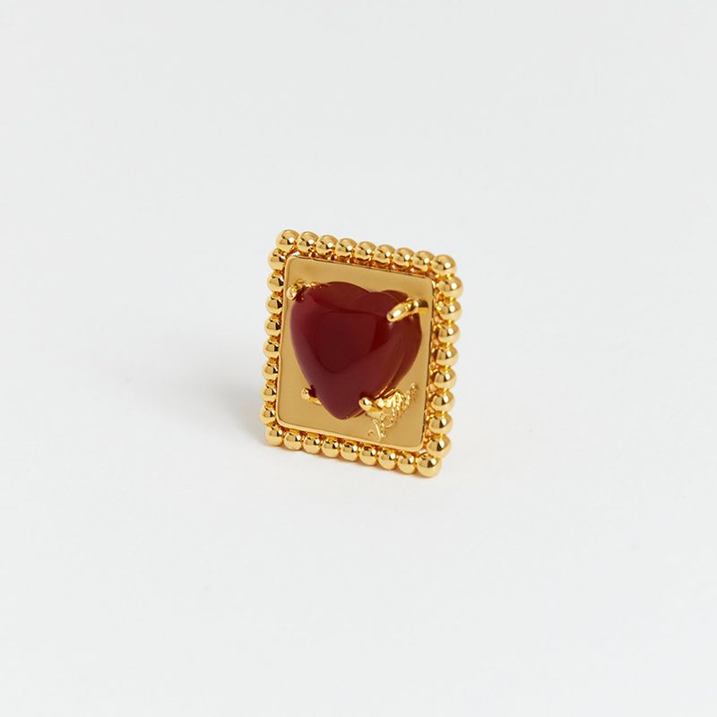 Square Heart Earrings_Gold
