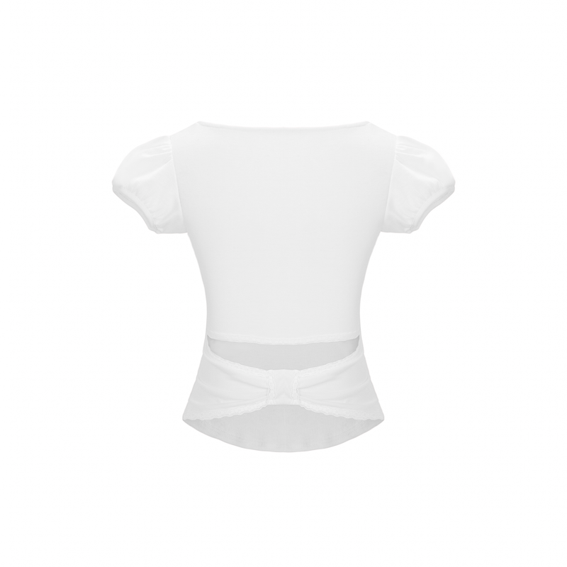 BACK RIBBON PUFF TEE [WHITE]
