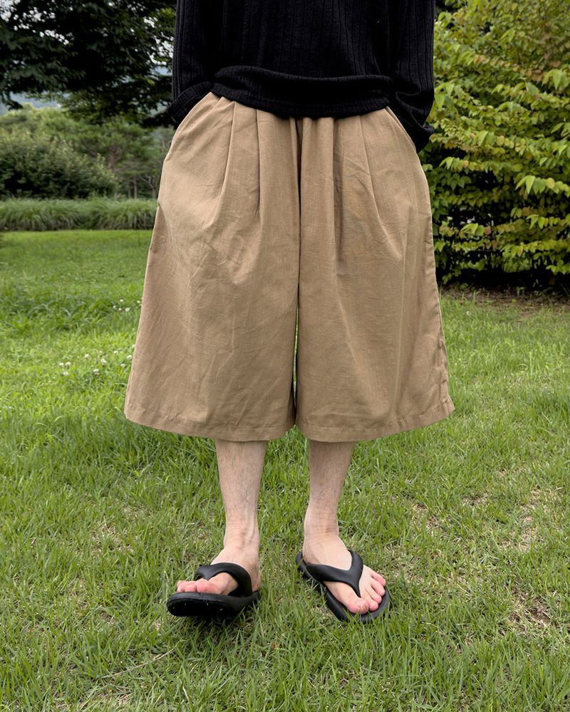 Rok Linen Pintuck Bermuda Pants