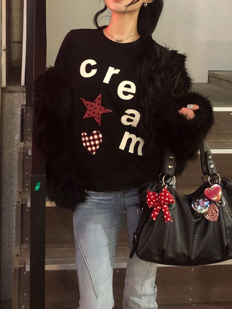 Cream Star Heart Long Sleeve