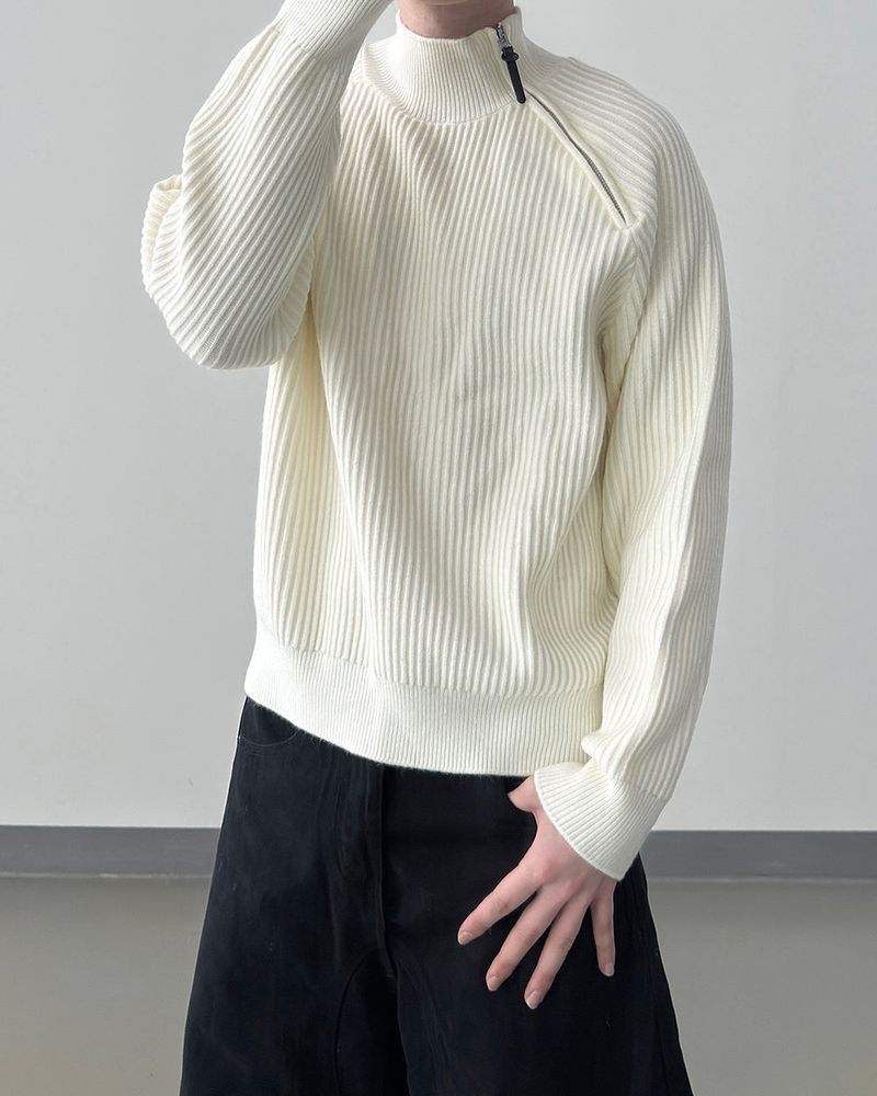 Niv Shoulder Zip-Up Regular Knit