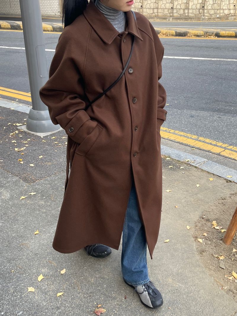 Neroli wool belted long coat