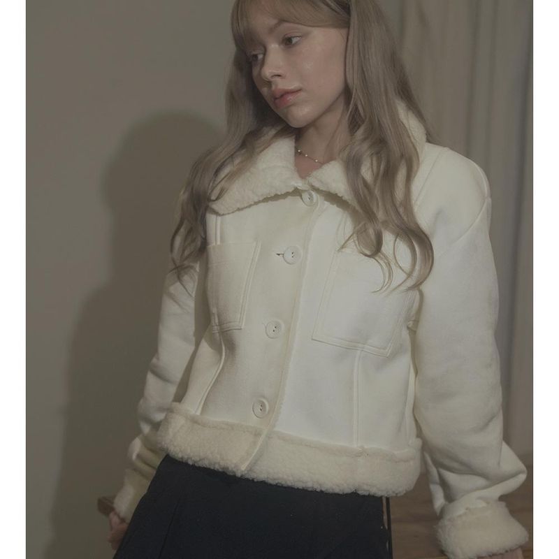 FLUFFY SHEARING COAT-IVORY