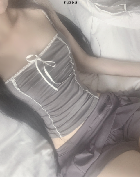 Verena Ribbon Lace Top (light gray)