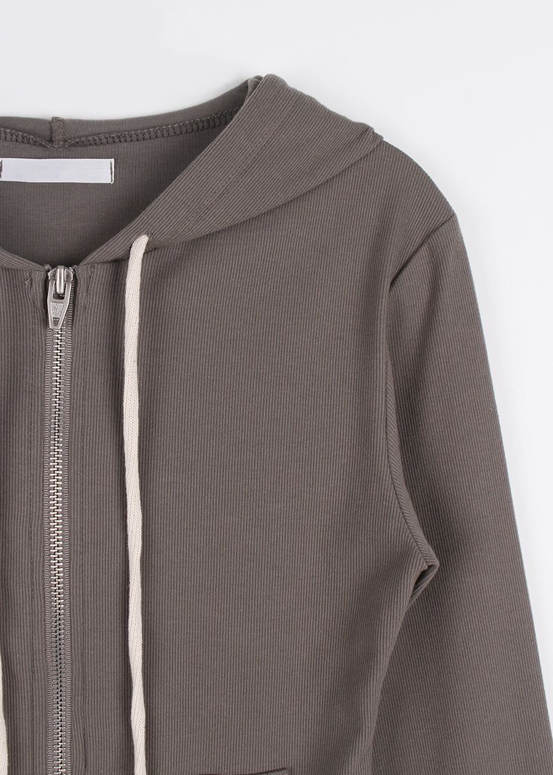 RIB SLIM HOOD ZIP-UP