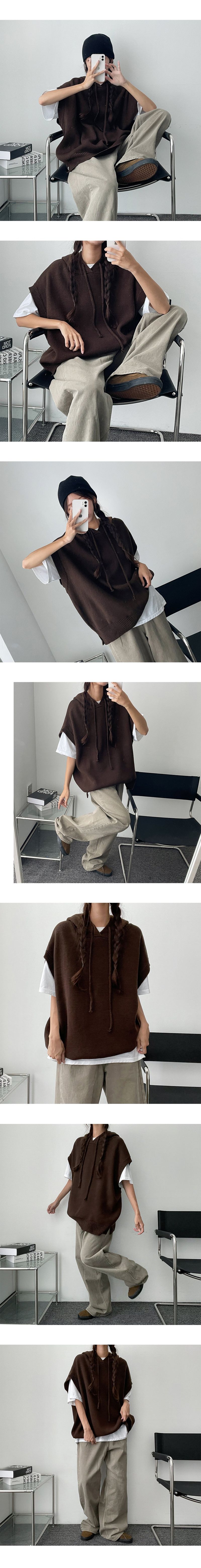 The Deep Boxy Hood Knit Vest