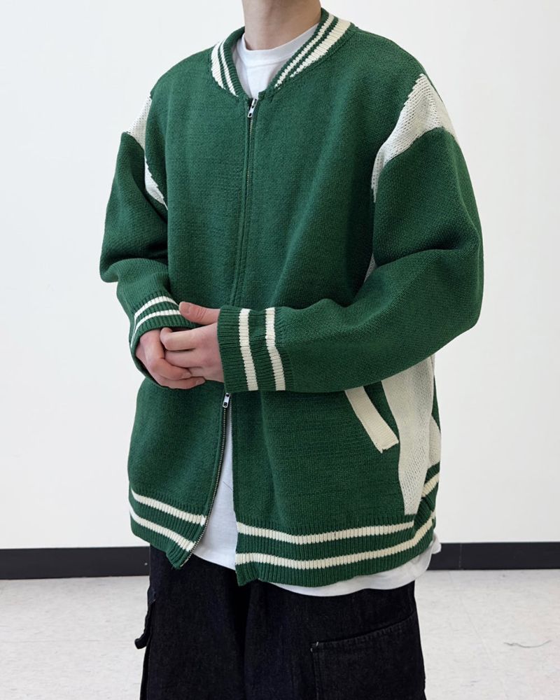 Noire Varsity Knit Zip-Up