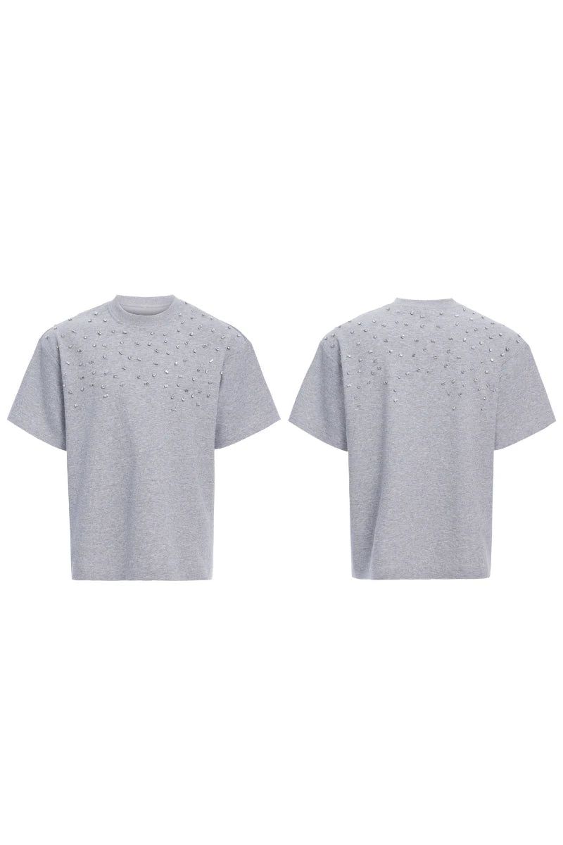 Hand-Sewn Rhinestone Cotton Tee