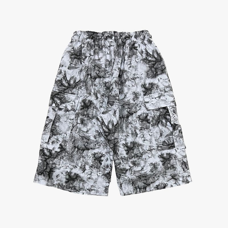tiedye capri cargo shorts_white