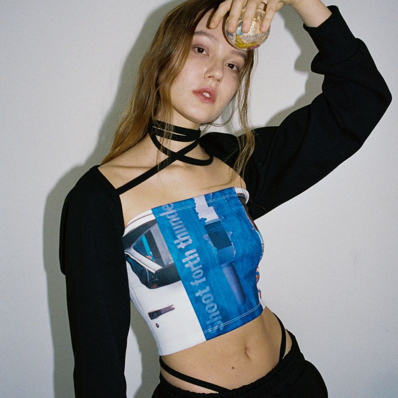 CLUT STUDIO(クラットスタジオ)の「0 4 XXX strap bolero - BLACK(Tops)」