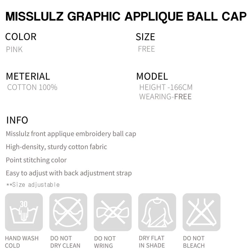 Graphic Applique Ball Cap Pink