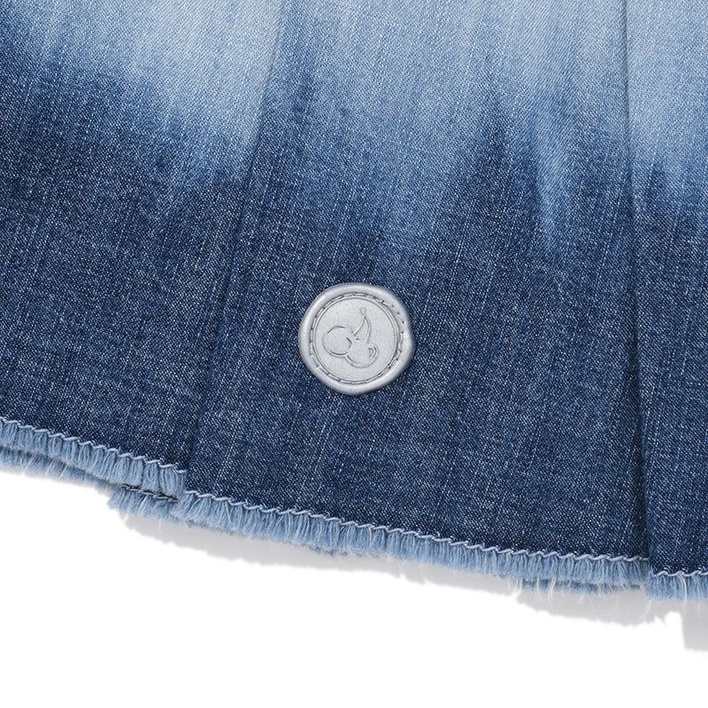 GRADATION PLEATS DENIM SKIRT [BLUE]