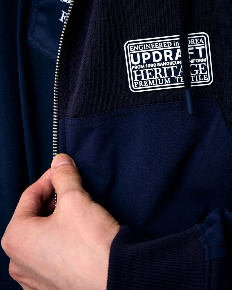 [UPDRAFT]NYLON MIXED COTTON ZIP-UP NAVY