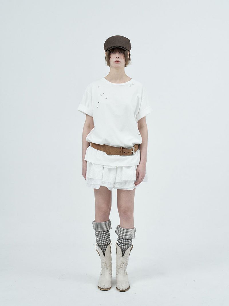 leo lace can-can skirt / white