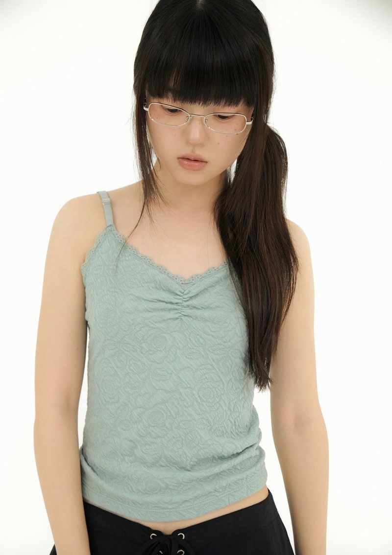 FLOWER EMBOSSED SLEEVELESS MINT