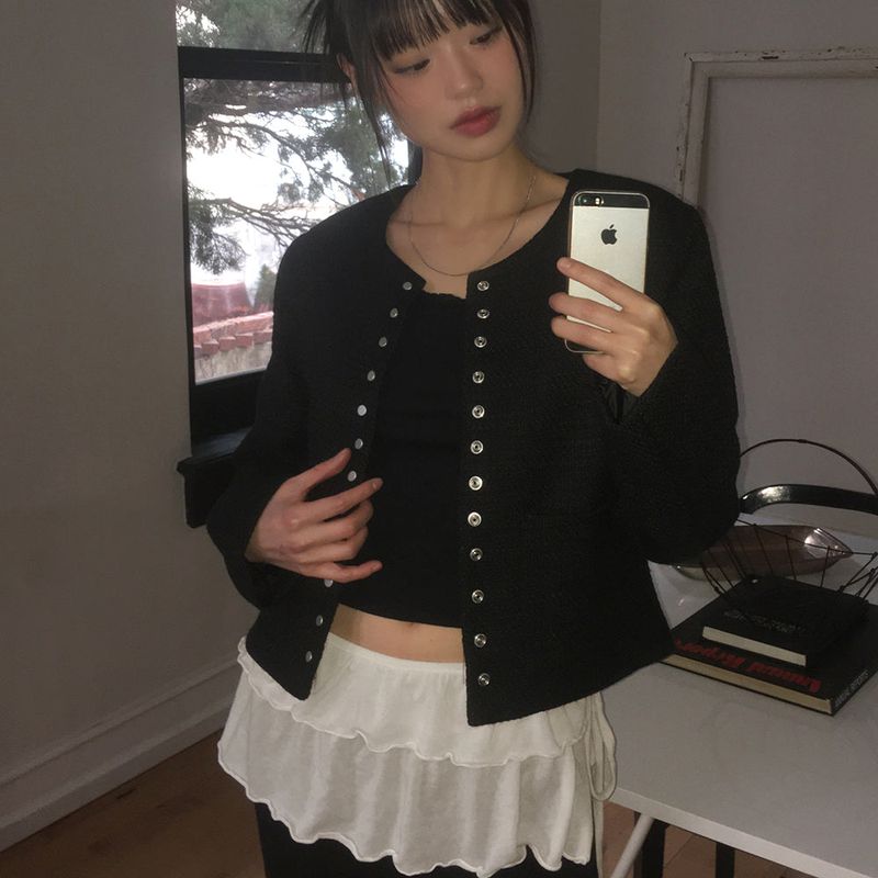 Into wool frill wrap skirt