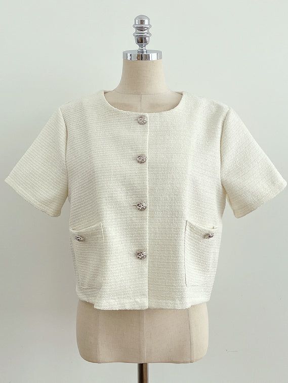 Meble Round Short Sleeve Tweed Jacket