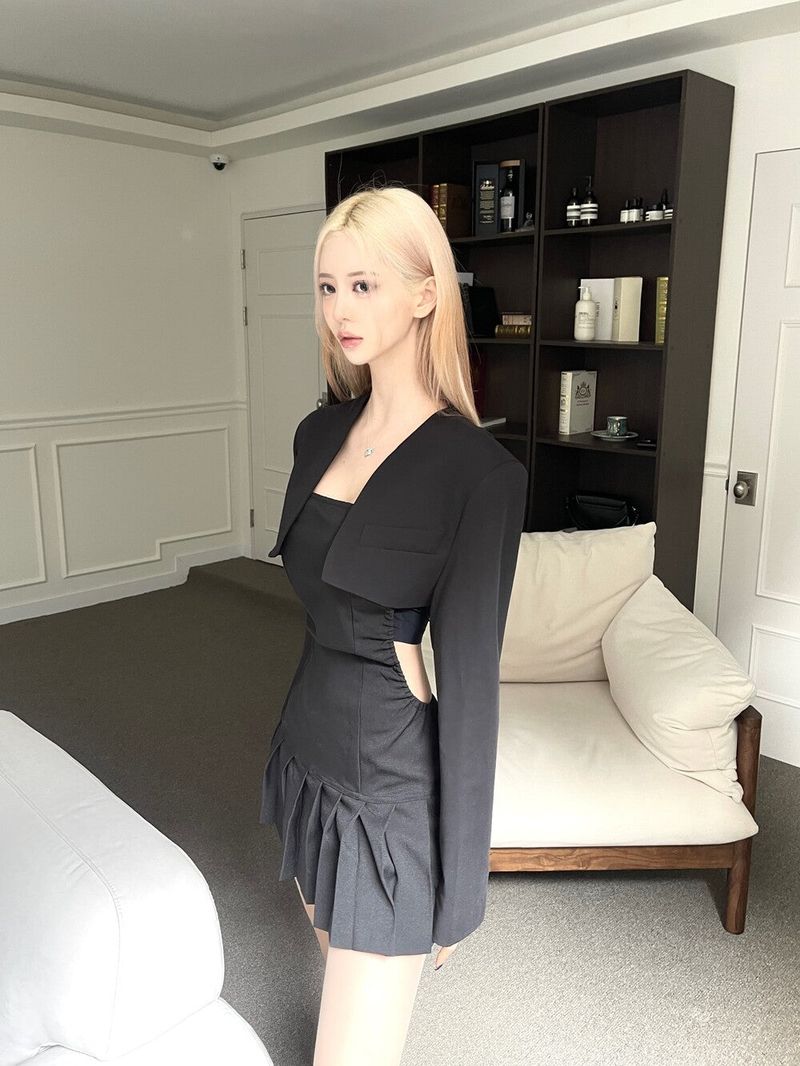  Backless top pleats mini ops (2color)