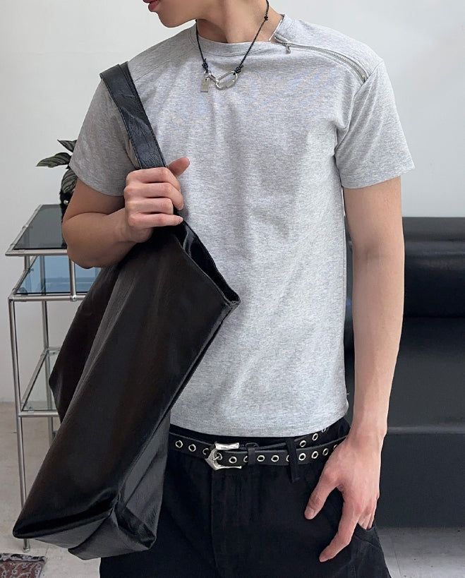 Cor zipper slim short-sleeve tee