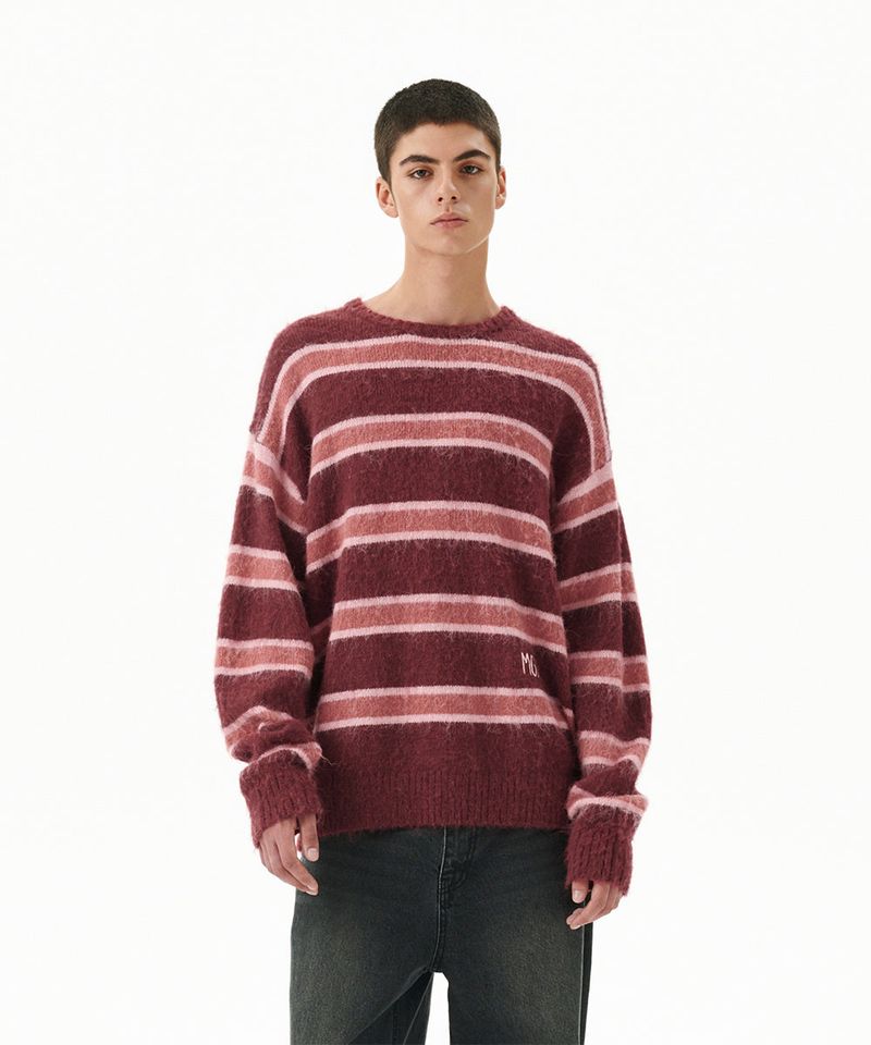 HAIRY STRIPE KNIT SWEATER