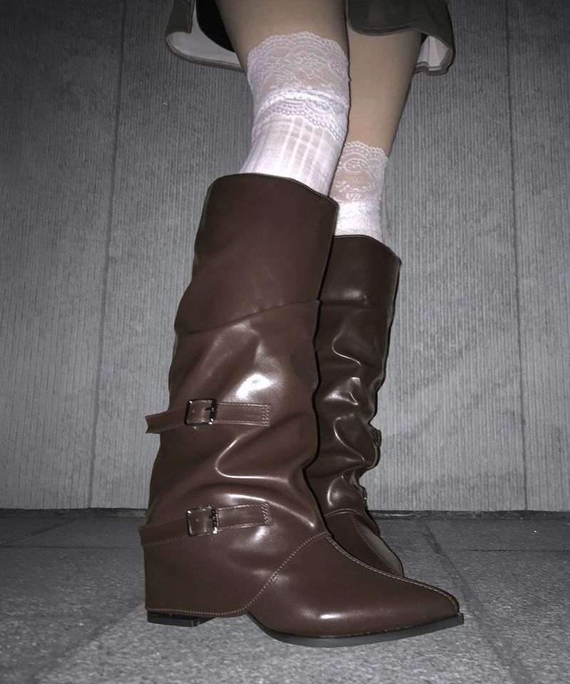 buckle shirring boots (3colors)