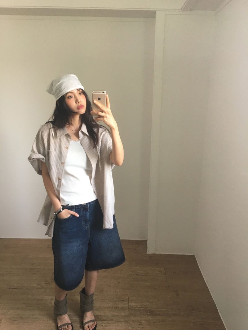 Linen ankle open sandals