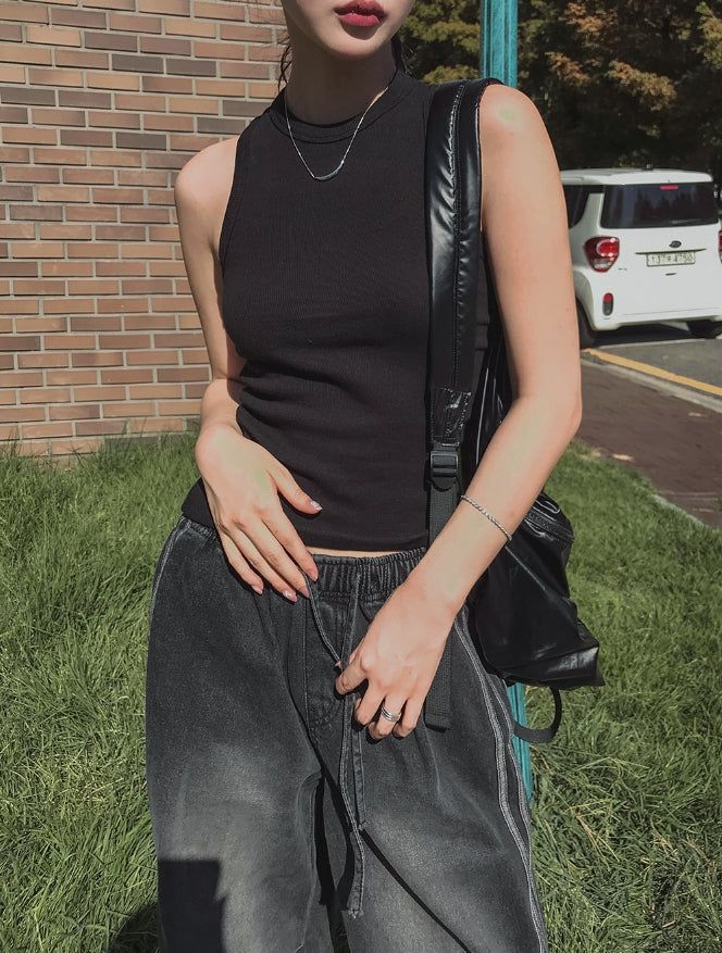 [U-BASIC] Mendel Mango Ribbed Sleeveless