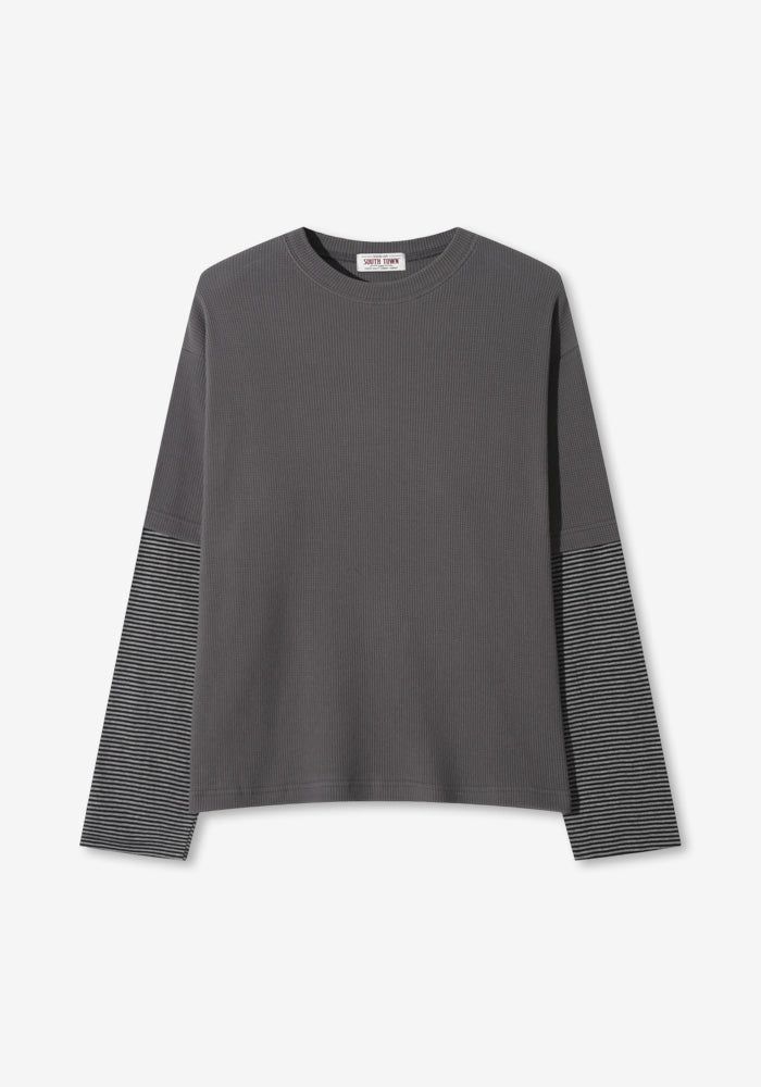 SO Waffle Stripe Layered Long Sleeves