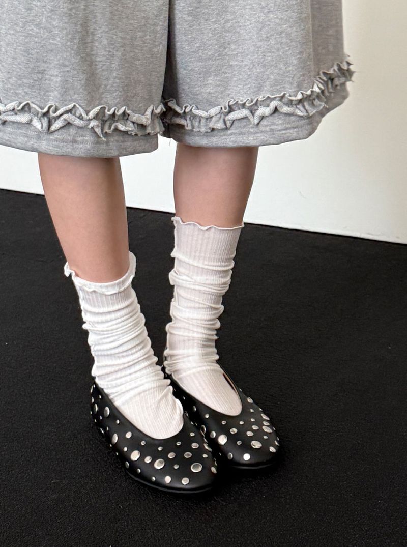 another language（アナザーランゲージ）の「stud leather flat shoes (black)（Shoes）」