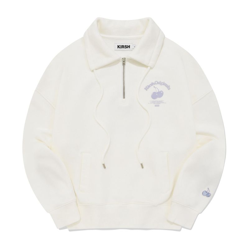 CHERRY ARCH CROP HALF ZIP UP [WHITE]