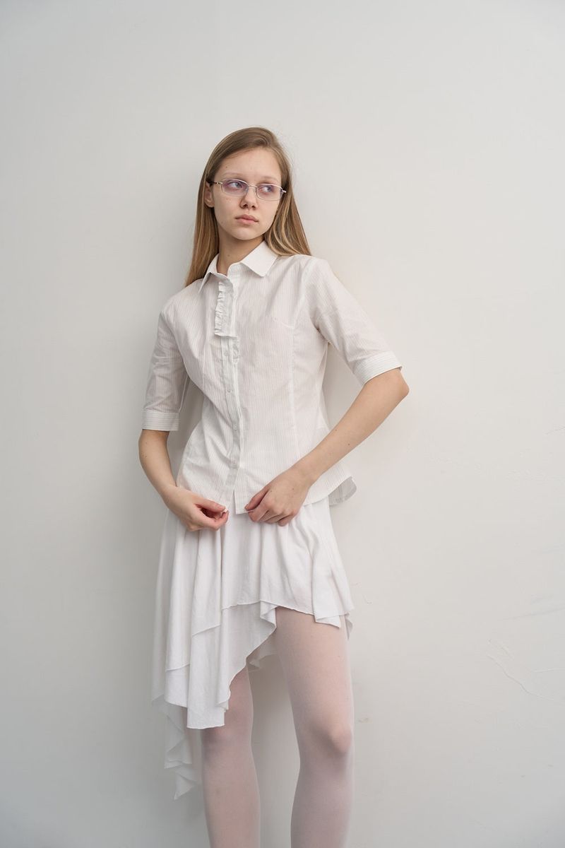  EAZY LAYERED CUT SKIRT-WHITE 