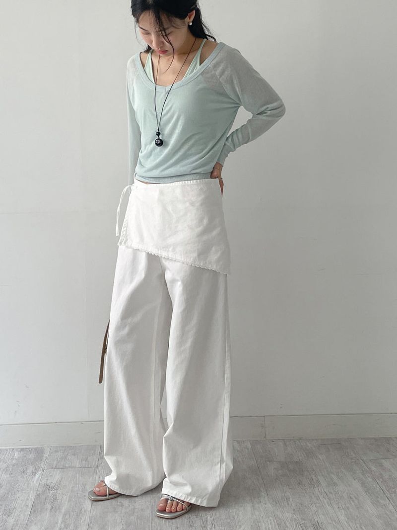 Lace Wrap Balloon Fit Wide Pants